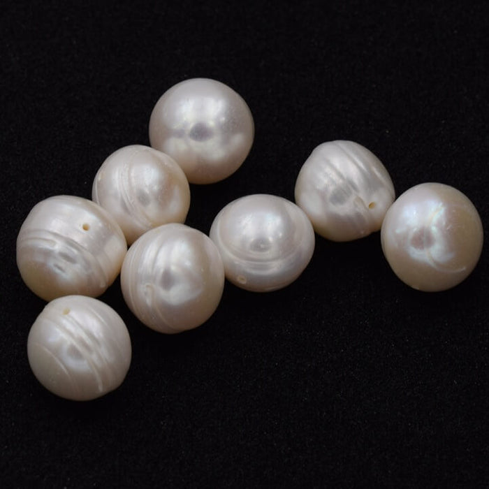 Round white potato freshwater pearl 12mm - Hole: 0.5mm (5)