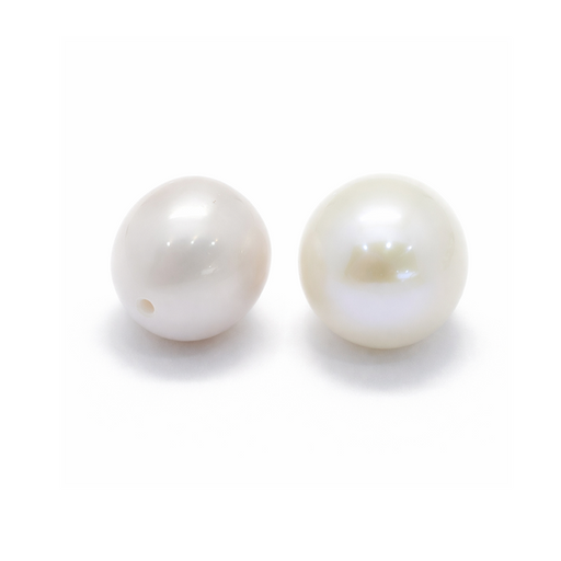 Freshwater potatoe pearl light cream -Semi-drilled - 10x9mm - Hole: 0.8mm (2)