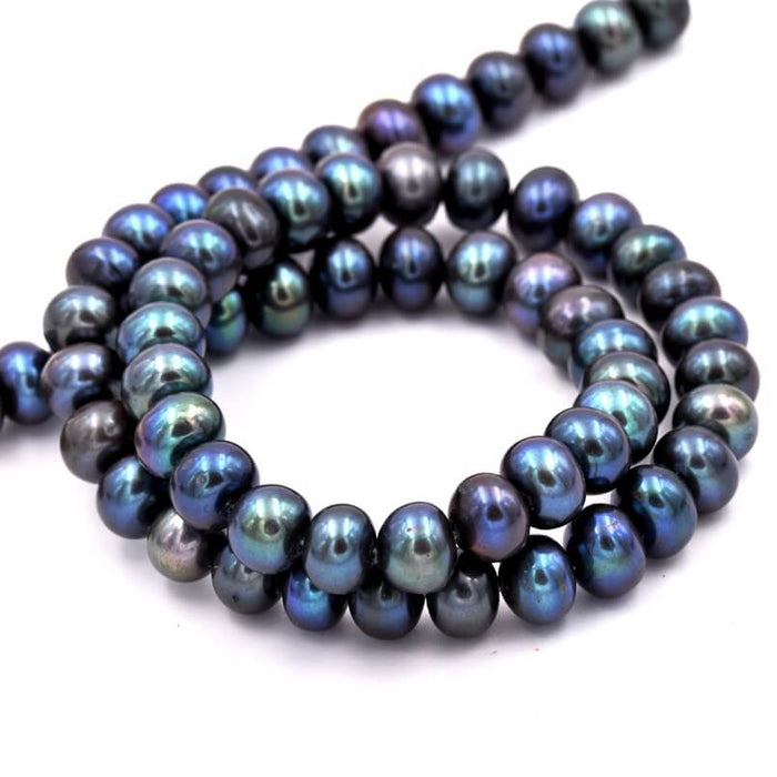 Perle d'eau douce bouton rondelle Tahitien irisé 8x5mm