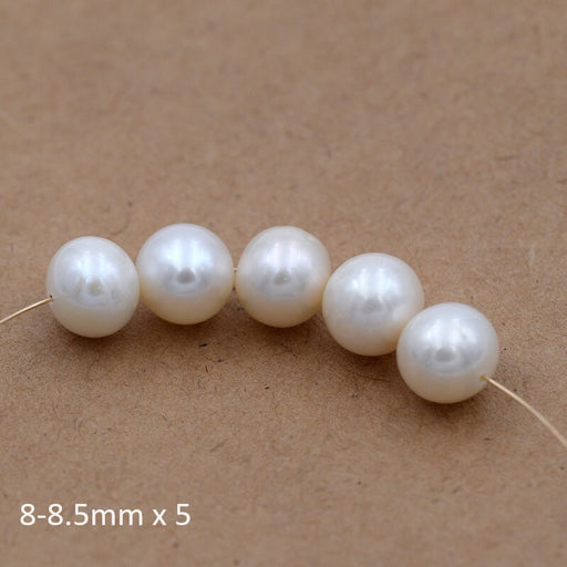 Buy White potatoe round freshwater pearl 8-8.5mm (5)