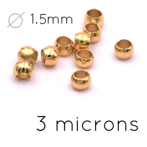 Buy Crimp bead Gold plated 3 microns - 2.5mm - hole: 1.5mm (10)