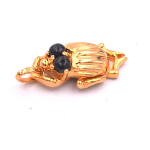 Pendant Beetle eyse black resin - gold plated 3 microns 21x12mm (1)