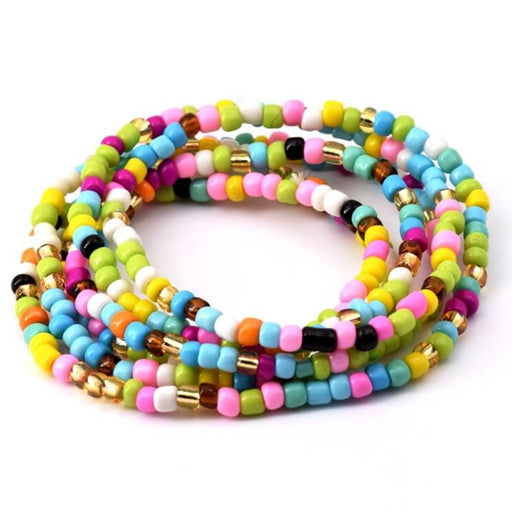 Multicolor Seed beads bracelet necklace on elastic thread 80cm (1)