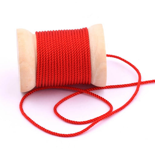 Twisted silky nylon cord Red - 1.5mm (2m)