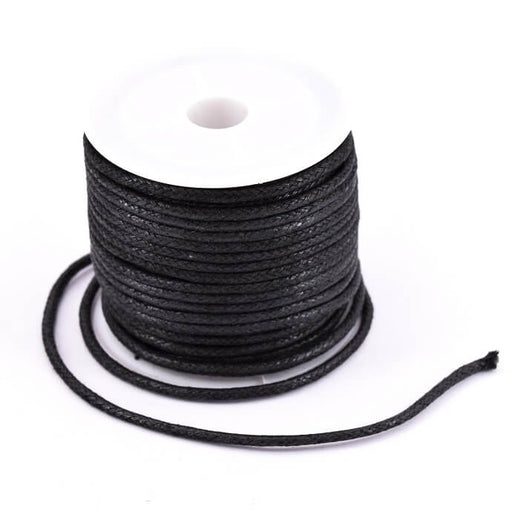 Black waxed cotton cord - 2mm (9m reel)