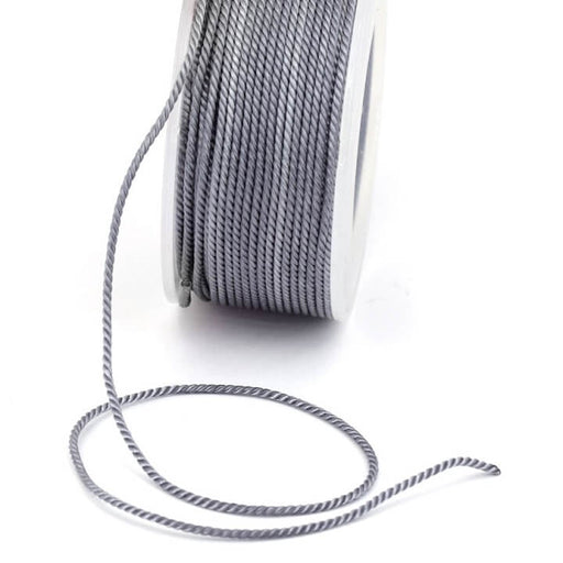 Twisted silky nylon cord Grey 1.5mm (2m)