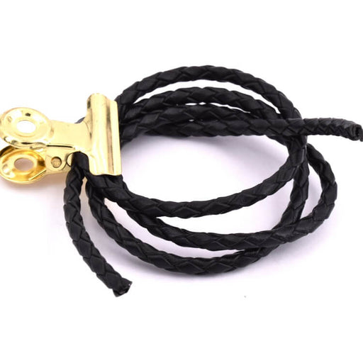Round braided leather cord black 3mm (50cm)