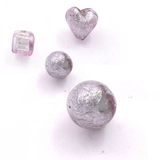 Round Murano bead pink antique silver 7mm (1)