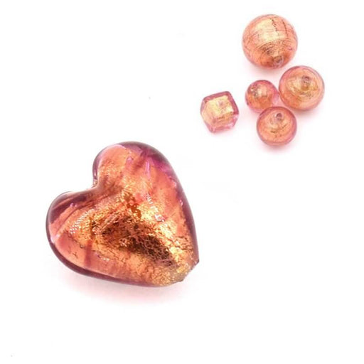 Murano heart bead copper and gold 10mm (1)