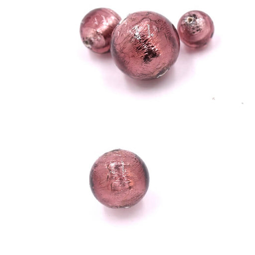 Murano bead Dark Amethyst and silver round 6mm (1)