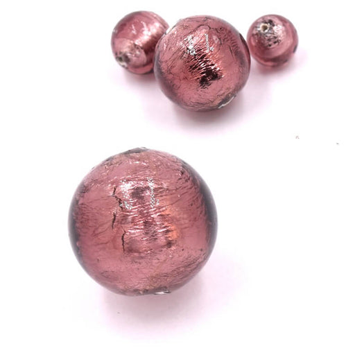 Murano bead Dark Amethyst and silver round 12mm (1)