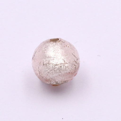 Murano round bead Champagne and silver - 10mm (1)