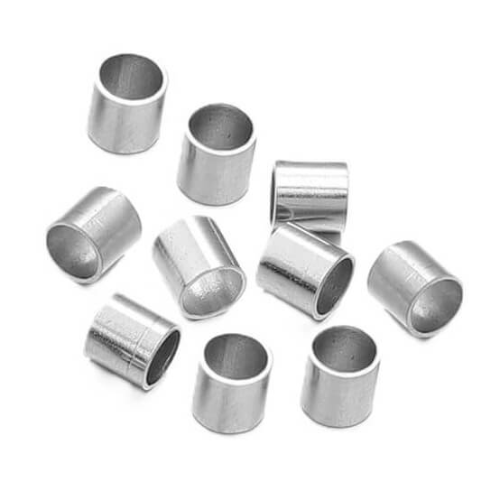 Crimp tube bead - 2x2mm stainless steel - Hole: 1.5mm (10)