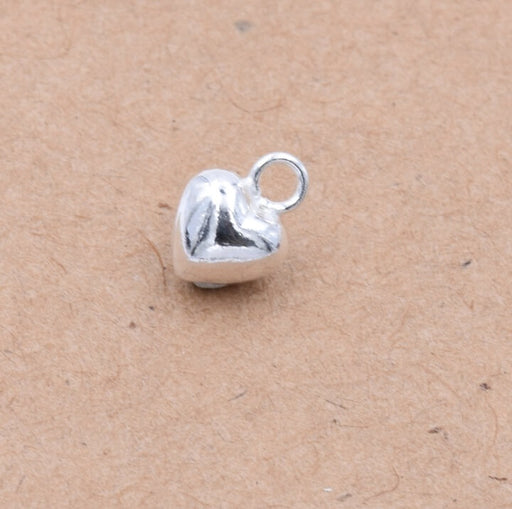 Buy Tiny heart pendant Domed Sterling silver - 5x7x3mm - Hole: 1.5mm (1)