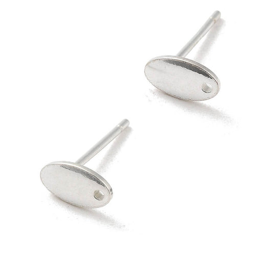 Buy Oval stud earrings Sterling silver 7x4mm hole :0.9mm (2)