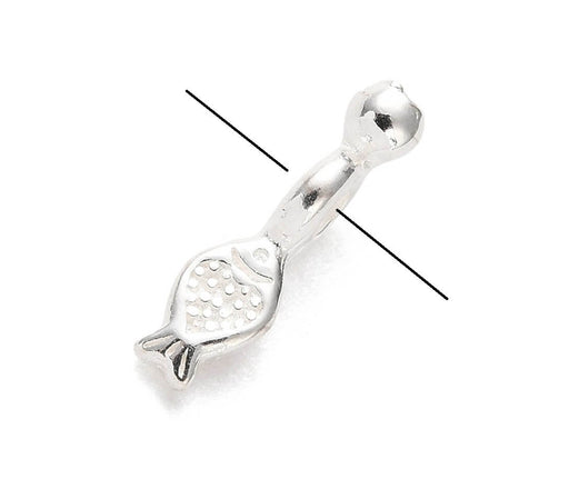 Fish and ball pendant in 925 sterling silver - 12mm - Hole: 1mm (1)