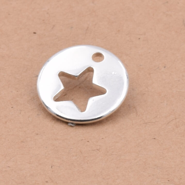 Silver Star With Rounds Round hollow star pendant Sterling silver plated - 10 microns - 15mm (1)