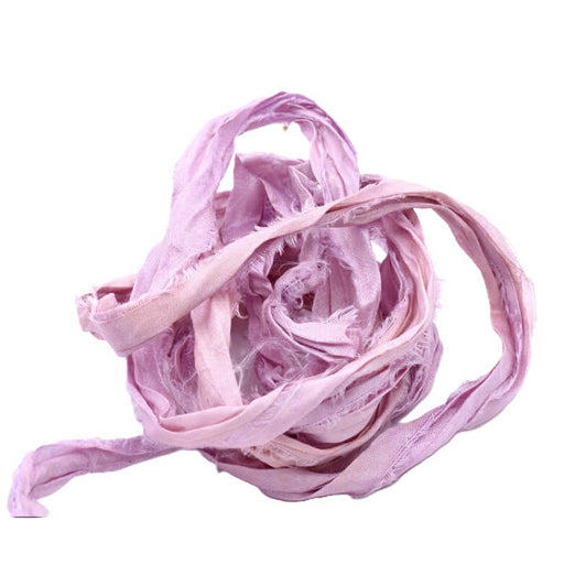 Buy Recycled Sari Silk Ribbon - Frayed Crinkled - Pale Purple - 30mm (1m)