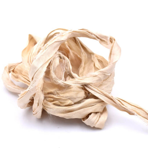 Buy Recycled Sari Silk Ribbon - Frayed Crinkled - Off-White 30mm (1m)