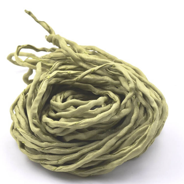 Hand-dyed natural silk cord- lime green 2mm (1m)