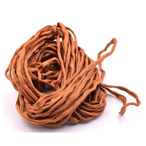 Hand-dyed natural silk cord - sienna brown 2mm (1m)