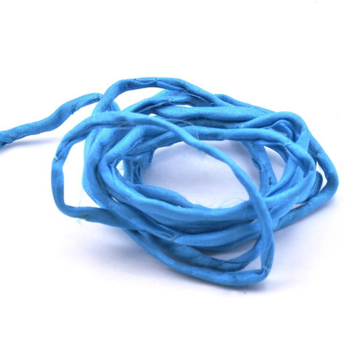 Hand-stitched natural silk cord - turquoise blue 2mm (1m)