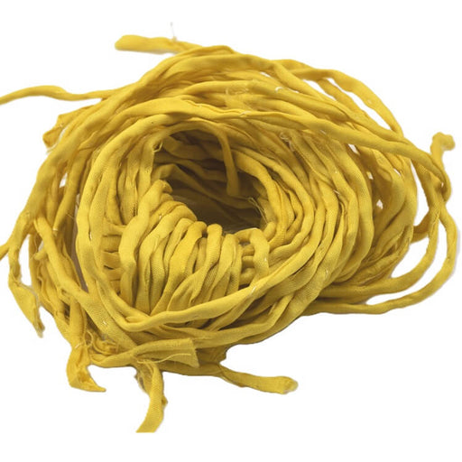 Hand-stitched natural silk cord - curry yellow 2mm (1m)