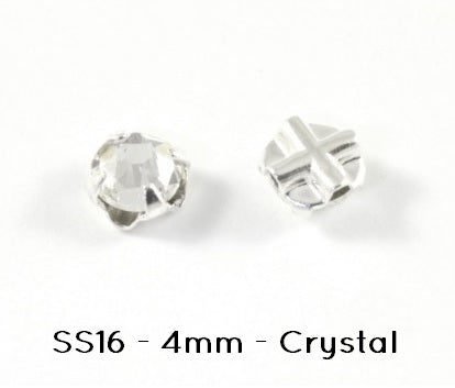 Buy 53102 silver flat crystal silver brass bezels SS16 - 4mm crystal (40)