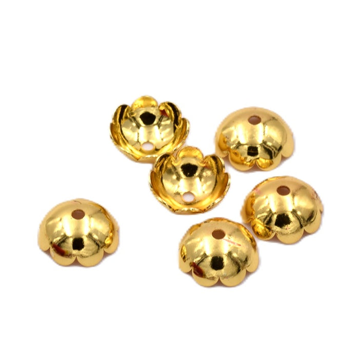 Flower bead cap -Gold-tone brass 8mm - Hole: 1mm (6)