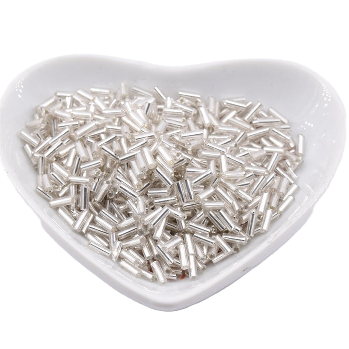 Glass tube bugle beads Silver lined frosted - 4-5x2mm - Hole: 0.8mm (10g)