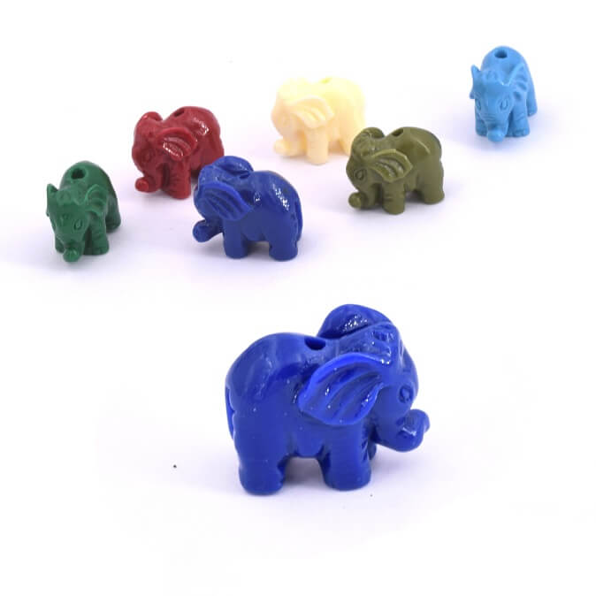Elephant resin bead dark blue - 11x14x8mm - Hole: 1.2mm (1)