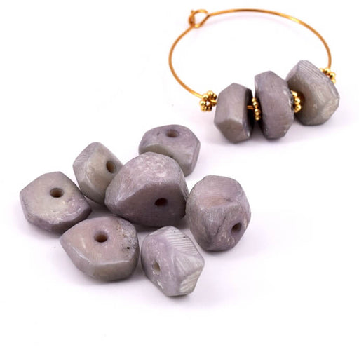 Buy Ethnic faceted washer bead gray - bone -14-9x10-4mm (6)