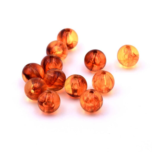 Round resin bead brown amber 12mm - Hole: 1.8mm (30)