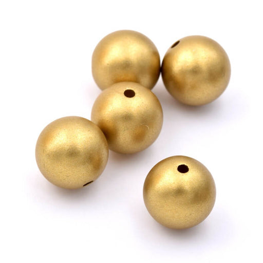 Buy Round resin bead 14mm - gold-bronze - Hole: 1.8mm (30)