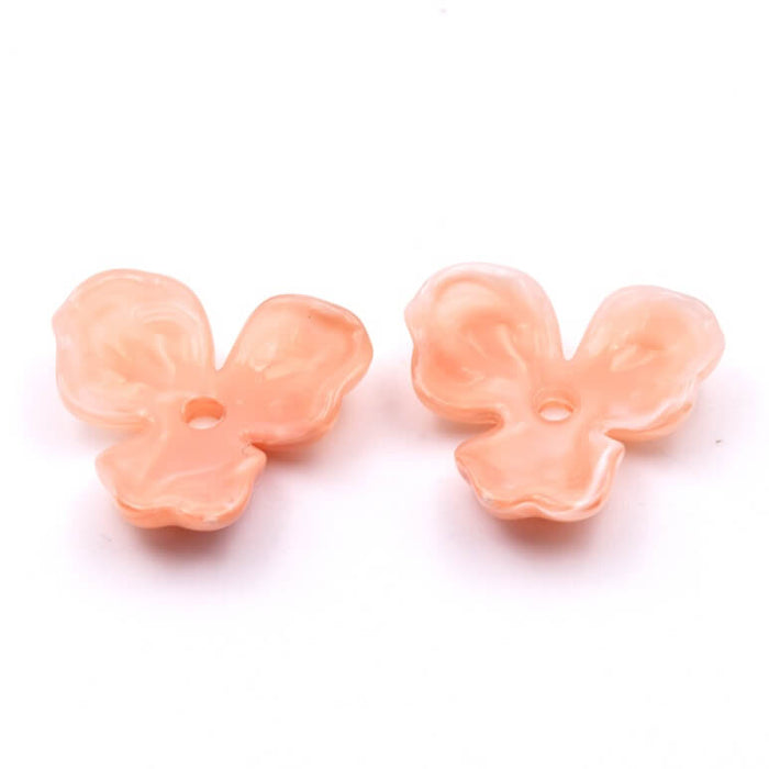 Pink resin flower bead - 24mm - Hole: 2mm (2)