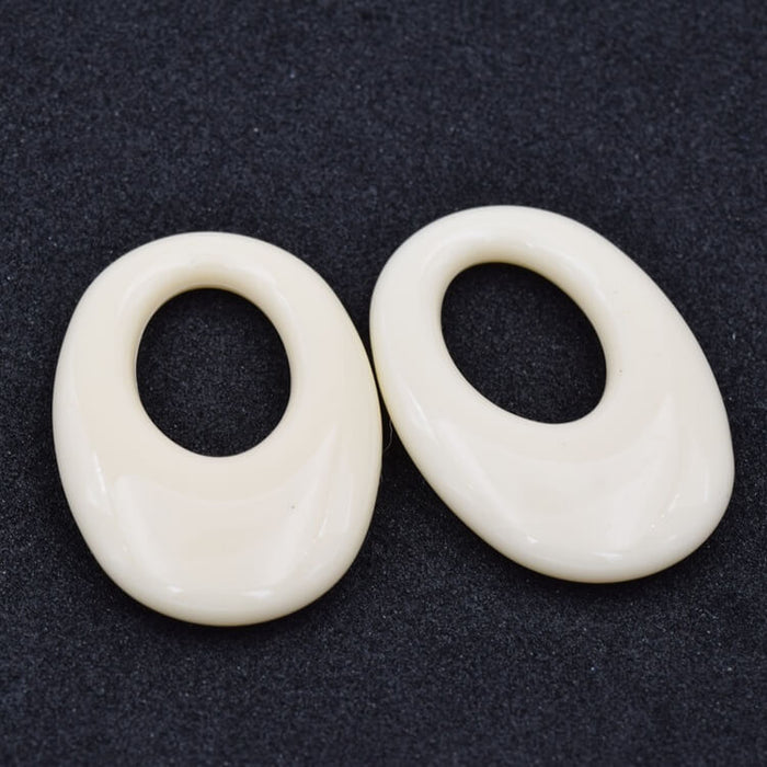 Oval pendant connector - Off-white resin - 32x23mm (2)