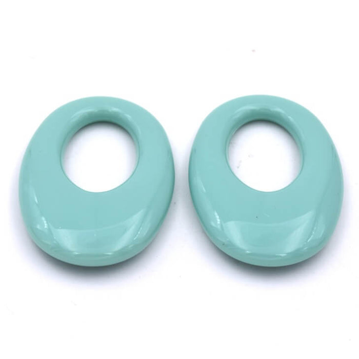 Sage green resin oval pendant connector - 32x23mm (2)