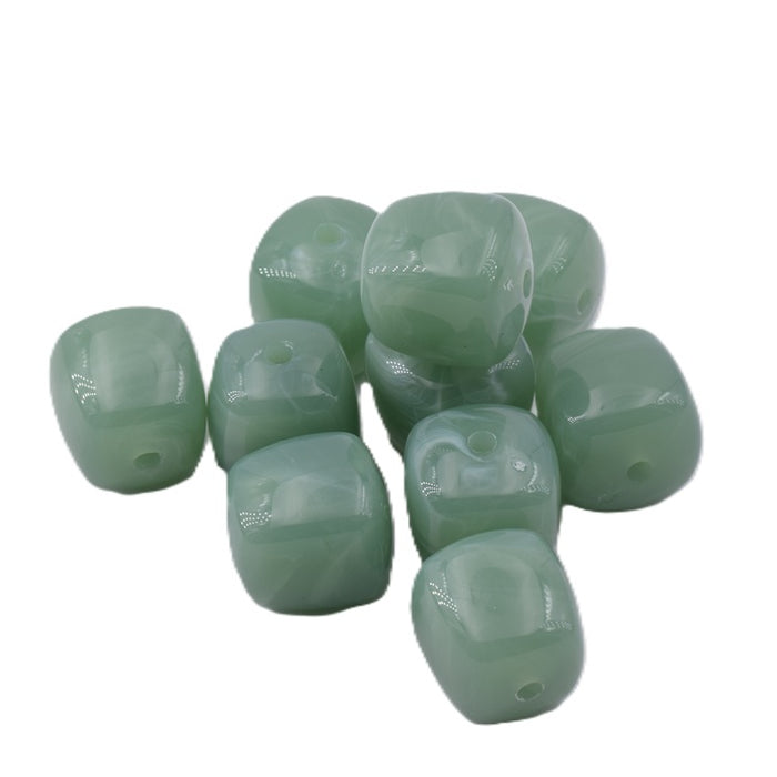 Round cube resin bead aventurine green - 17x16mm - Hole: 2mm (12)