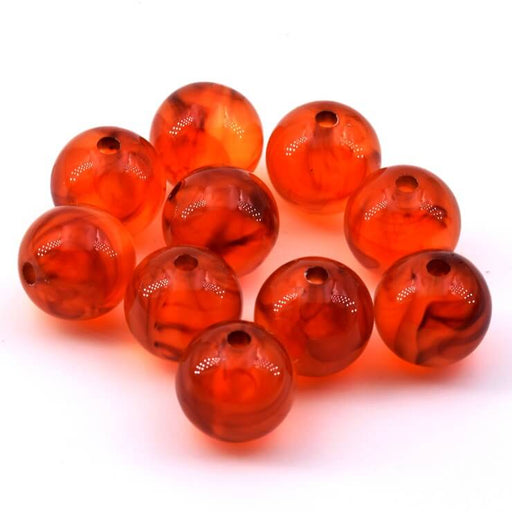 Round Resin Bead Amber Orange - 14mm - Hole: 2mm (30)