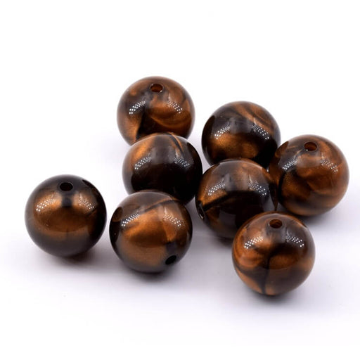 Round light golden brown resin bead - 15mm - Hole: 2mm (20)