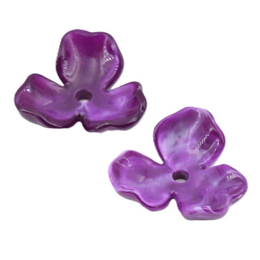 Opaque dark purple resin flower bead 25mm - Hole: 2mm (2)