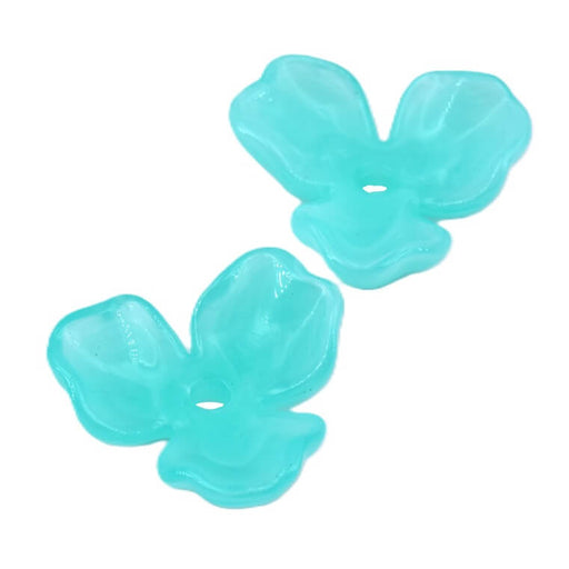 Neon turquoise resin flower bead 25mm - Hole: 2mm (2)