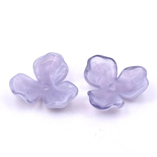 Lilac blue resin flower bead 25mm - Hole: 2mm (2)