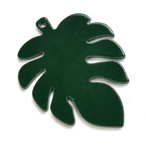 Buy Monstera leaf pendant in dark green resin - 40mm (1)