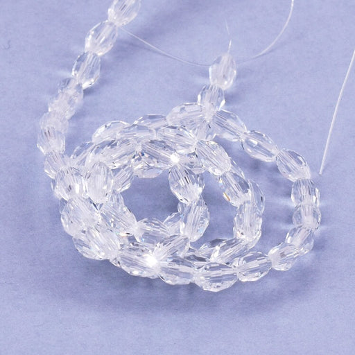 Oval Bead Glass Faceted Crystal - 6x4mm -Hole: 0.8mm (1 Strand-40cm)