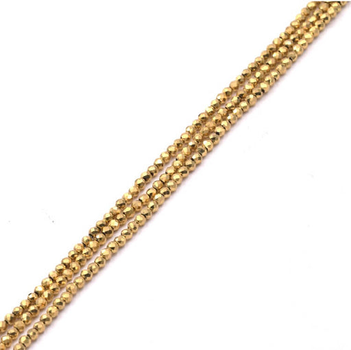 Round faceted glass bead golden quality 2.3mm - Hole: 0.6mm (1 strand-36cm)