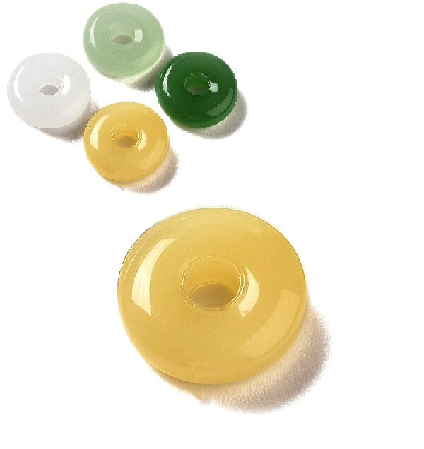 Donut rondelle glass bead Yellow jade imitation - 10x3.5mm (4)