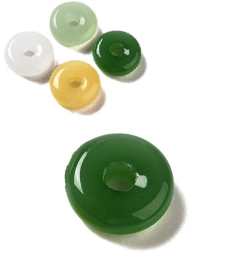 Donut rondelle glass bead Dark green imitation jade - 10x3.5mm (4)