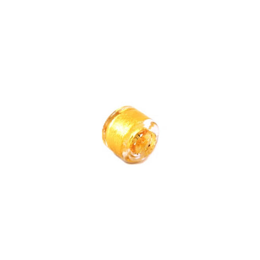 Murano-style glass tube bead with gold leaf - 8x6mm (1)