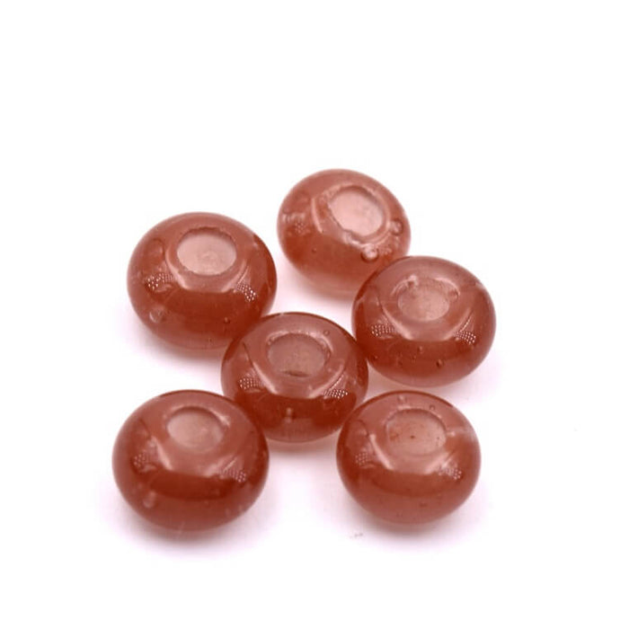 Donut-shaped round bead in beige rosé brown glass paste, 6-8mm (4)